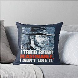 Clint Eastwood Highland Drifter Art - terracotta color Throw Pillow