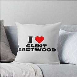 I Love Clint Eastwood Black Throw Pillow