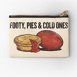 Footy Pies & Cold Ones - Vintage Aussie Rules Football & Meat Pie Zipper Pouch