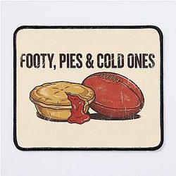 Footy Pies & Cold Ones - Vintage Aussie Rules Football & Meat Pie Mouse Pad