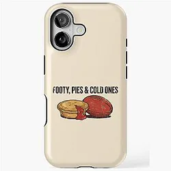 Footy & Cold Ones - Vintage Aussie Rules Football & Meat Pie iPhone Case