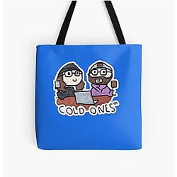Classic Cold Ones Doodle T-Shirt Over Print Tote Bag