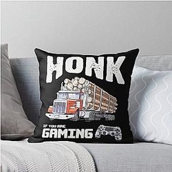 HONK IF YOU ARE GAMING TRUCKER TSHIRT THROW PILLOW