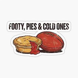 Footy Pies & Cold Ones - Vintage Aussie Rules Football & Meat Pie Sticker