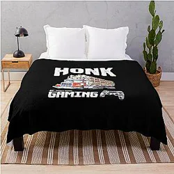 HONK IF YOU ARE GAMING TRUCKER GAMING t-shirt Reproduction Throw Blanket