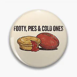 Footy Pies and Cold Ones - Vintage Aussie Rules Football Meat Pie Pin