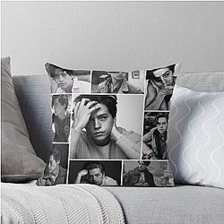 Cole Sprouse Black White Throw Pillow