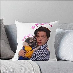 Cole Sprouse with Pug Aesthetic Throw Pillow