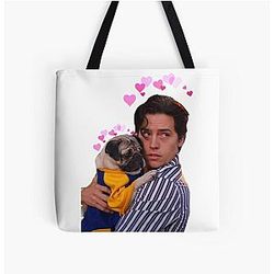 Shaelin Cole Sprouse with pug aesthetic tote bag