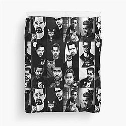 Colin Farrell and Cats in Black and White Duvet Cover