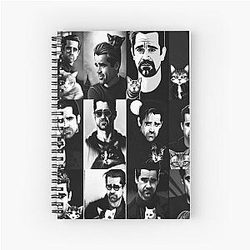 Colin Farrell and Cats Black Spiral Notebook