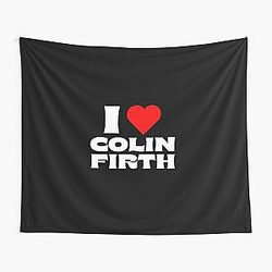 I Love Colin Firth White Font Tapestry
