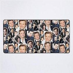A Collage Celebrating Colin Firth Perfect for Fans Who Love Timeless Charm Classic Films and a Touch of Cinematic Nostalgia Desk Mat