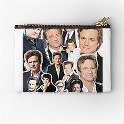 A stylish collage celebrating Colin Firth perfect for fans who love classic films and a touch of cinematic nostalgia Zipper Pouch