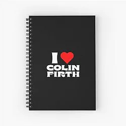I Love Colin Firth White Fonts Spiral Notebook