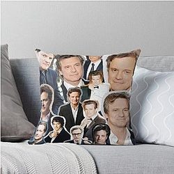 A collage celebrating Colin Firth, perfect for fans of classic cinema and nostalgic charm Throw Pillow