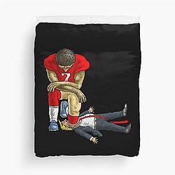 Colin Kaepernick Kneels Donald Trump Duvet Cover