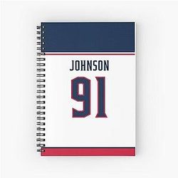 Columbus Blue Jackets Kent Johnson Away Jersey Case Spiral Notebook