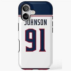 Columbus Blue Jackets Kent Johnson Away Jersey Back Phone Case