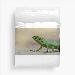 A Common Garden Green Lizard Duvet Cover