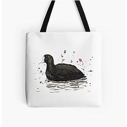 An ink drawing of a common coot. Tote Bag