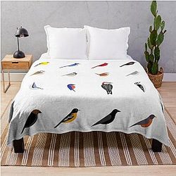 Common Backyard Birds of North America Throw Blanket