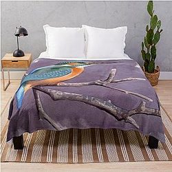 Common Kingfisher Throw Blanket