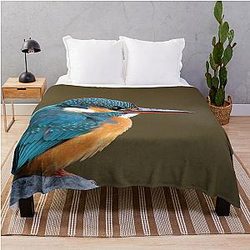 Common Kingfisher in Japan Throw Blanket