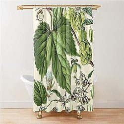 Humulus lupulus - Vintage botanical illustration Shower Curtain