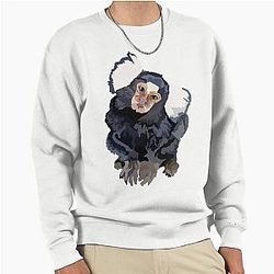 C is for Common Marmoset, Marmoset Illustration – Curious and Agile Tropical Primate Artwork Pullover Sweatshirt