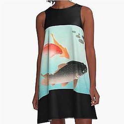 Common Golden Carp - Ohara Koson A-Line Dress