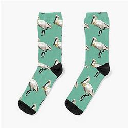 C is for Common Spoonbill  Elegant Wading Bird Artwork Socks
