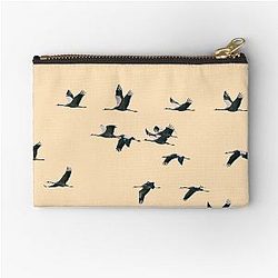 Fifteen Common Cranes on Peach Background Zipper Pouch