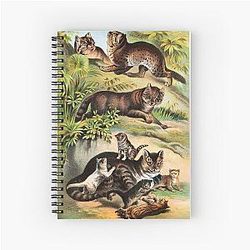 Chinese Cat - Malay Cat - Cat - Kittens - Vintage Chromolithograph by Hugh Craig Animal Lovers Gift Spiral Notebook