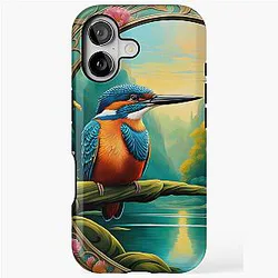 Common Kingfisher in Art Nouveau iPhone Case