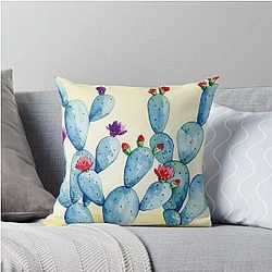 Common Prickly Pear Cactus Throw Pillow
