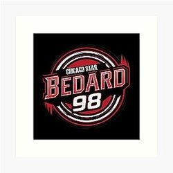 Connor Bedard 98 Hockey T-Shirt Connor Bedard 98 Hockey Hoodie Hockey Teen Hoodie Chicago Hawks Bedart T-Shirt Art Print