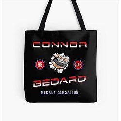 Connor Bedard 98 Hockey T-Shirt Bedard T-Shirt Hockey Teen Hoodie Chicago Hawks Hoodie All Over Print Tote Bag