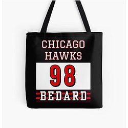 Connor Bedard 98 Hockey T-Shirt Bedard Hockey Hoodie Chicago Hawks Tote Bag