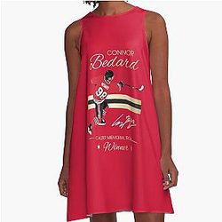 Connor Bedard Gold Calder Trophy Winner Signature Art A-Line Dress