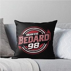 Connor Bedard 98 Hockey T-Shirt Bedard Chicago Hawks Teen Throw Pillow