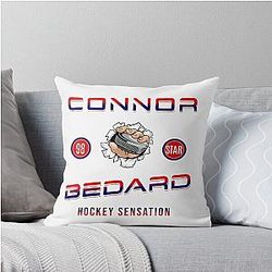 Connor Bedard 98 Hockey Chicago Hawks T-Shirt Bedard Throw Pillow
