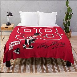 Connor Bedard Blackhawks Signature Art Throw Blanket