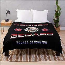 Connor Bedard 98 Hockey T-Shirt Bedard Hockey Teen Chicago Hawks T-Shirt Throw Blanket