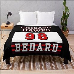 Connor Bedard 98 Hockey T-Shirt Chicago Hawks Bedard T-Shirt Throw Blanket