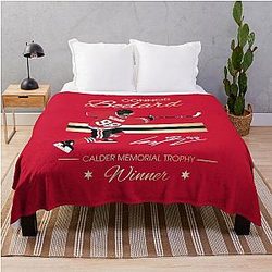 Connor Bedard Gold Gradient Calder Trophy Winner Signature Art Blanket