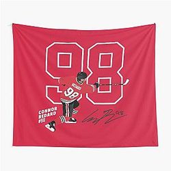 Connor Bedard Blackhawks Signature Art Tapestry