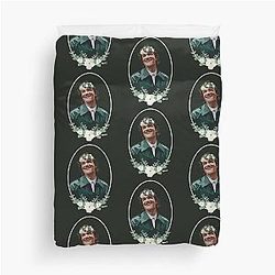 Green Flower Portrait Connor Storrie Duvet Cover