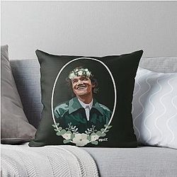 Green Flower Portrait Connor Storrie Throw Pillow