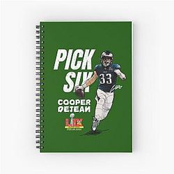 2025 Super Bowl Pick Six Football Rookie Cooper DeJean Celebrate Spiral Notebook